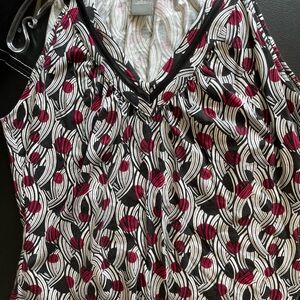 Ann Taylor Black and Red Blouse with Graphic Print